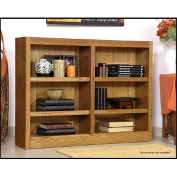Concepts In Wood Concepts In Wood MI4836-D Double Wide Bookcase; Dry Oak Finish 6 Shelves MI4836-D - main